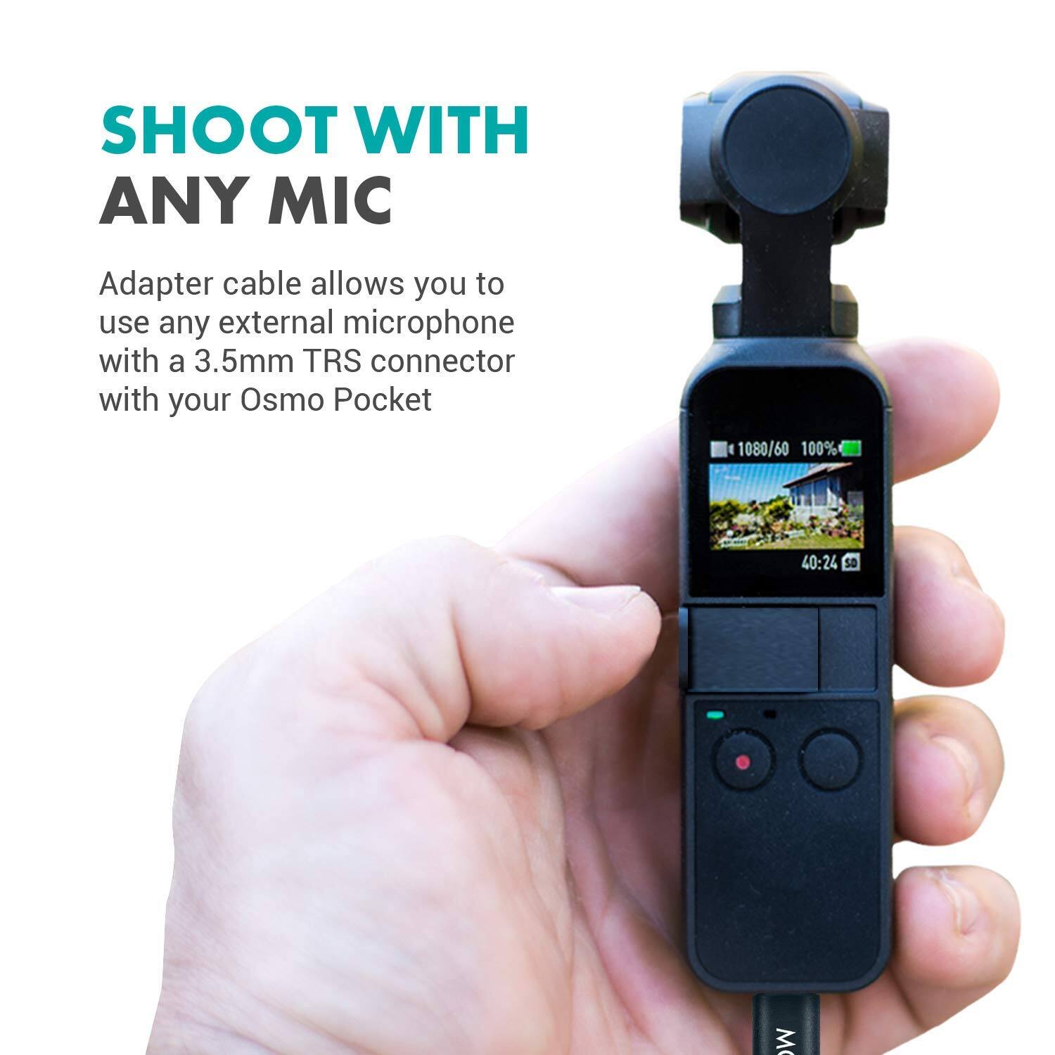 SHOOT WITH ANY MIC

Adapter cable allows you to use any external microphone with a 3.5mm TRS connector with your Osmo Pocket