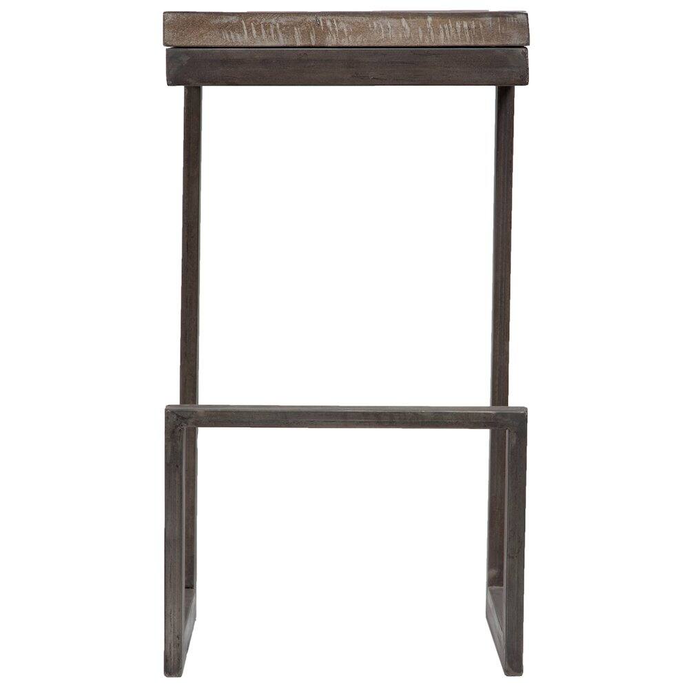 Alt View 5. Porter Designs - Cube Solid Mango Wood & Metal Bar Stool - Gray.