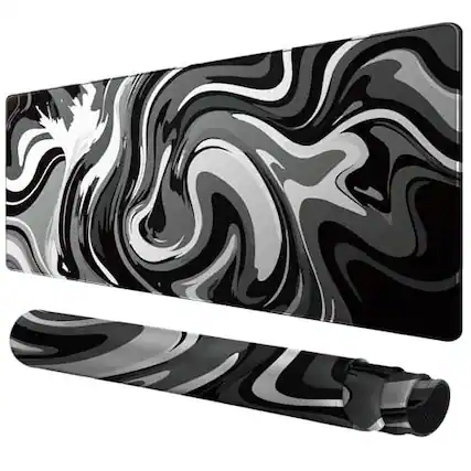 Front. Comfort Essence - Large Mouse Pad For Desk - Gaming With Stitched Edges Anti-slip Base And - Black & White Abstraction-39.4L x 19.7W inches.