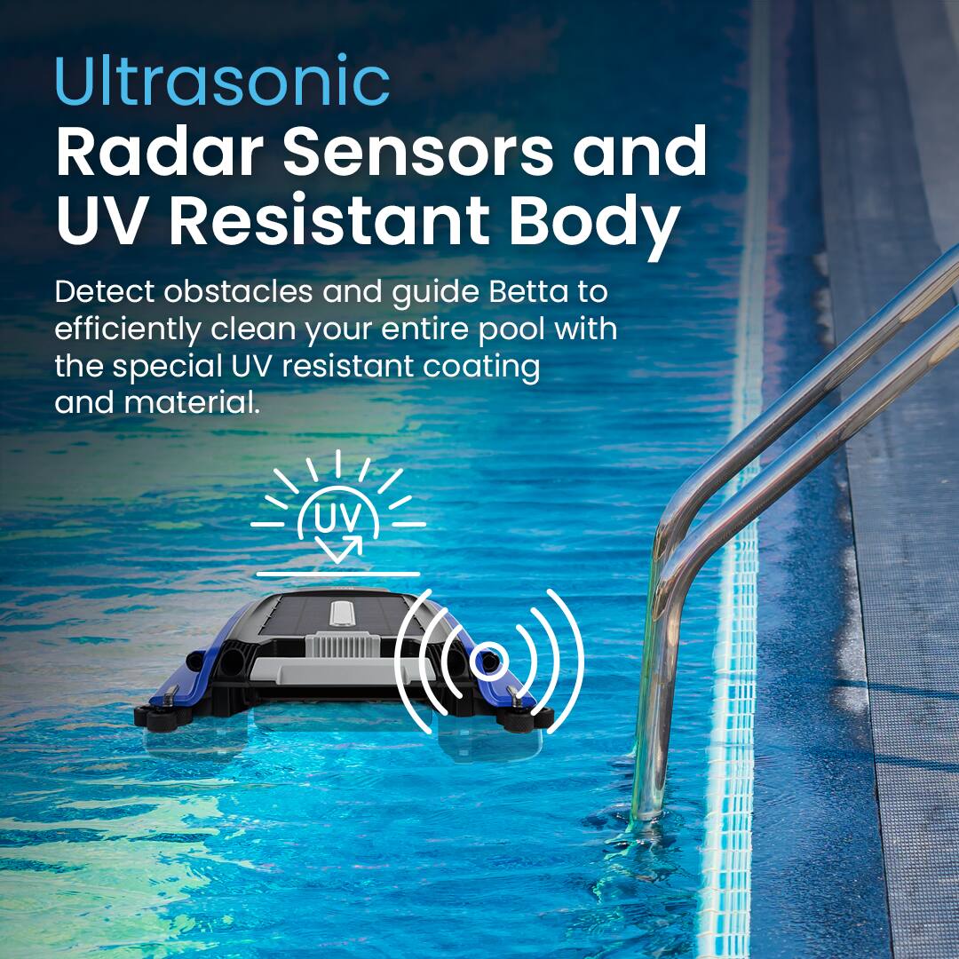Ultrasonic Radar Sensors and UV Resistant Body

Detect obstacles and guide Betta to efficiently clean your entire pool with the special UV resistant coating and material.