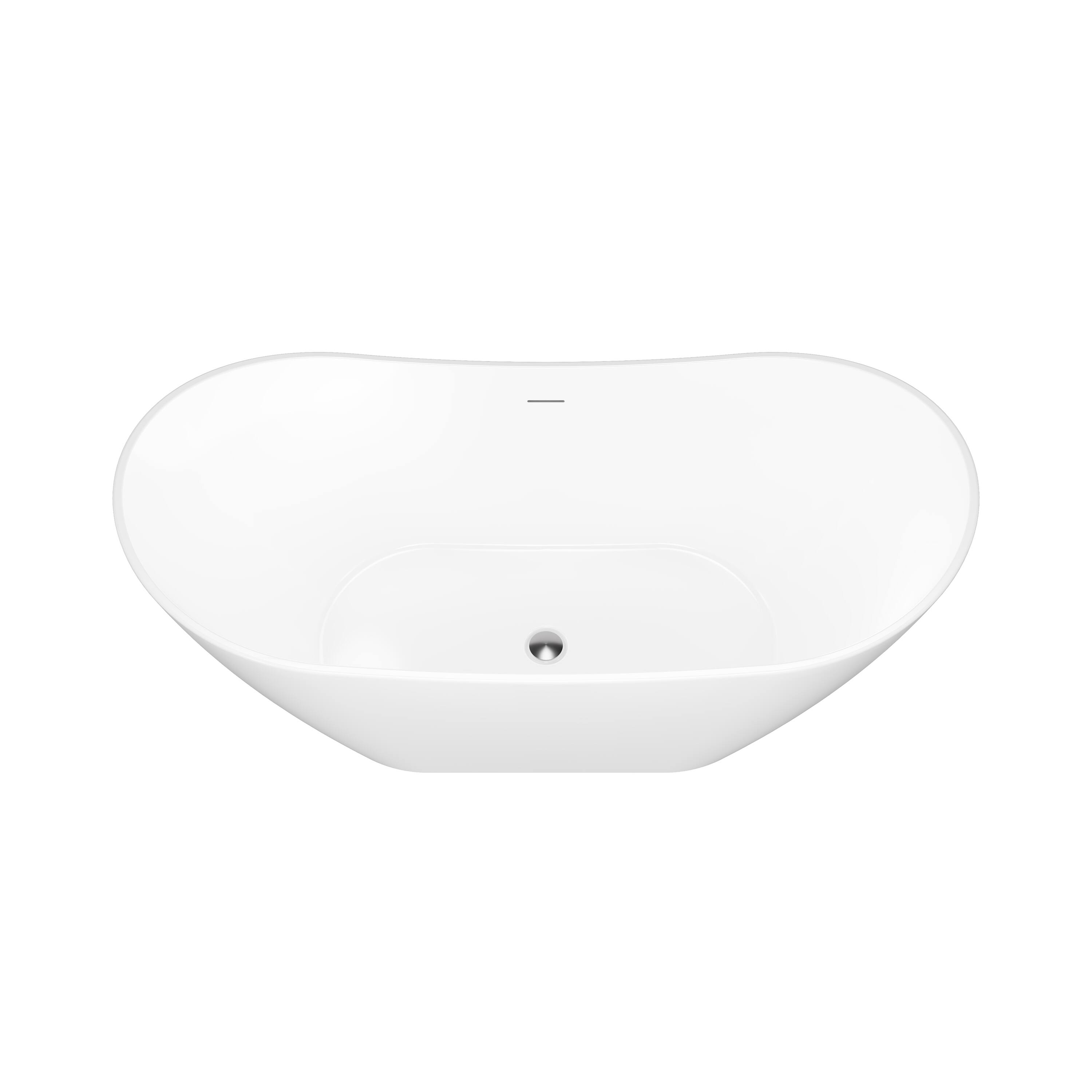 Alt View 9. WELLFOR - Vela 60 in. x 29 in. Acrylic Oval Freestanding Soaking Bathtub with Center Drain and Overflow - White.