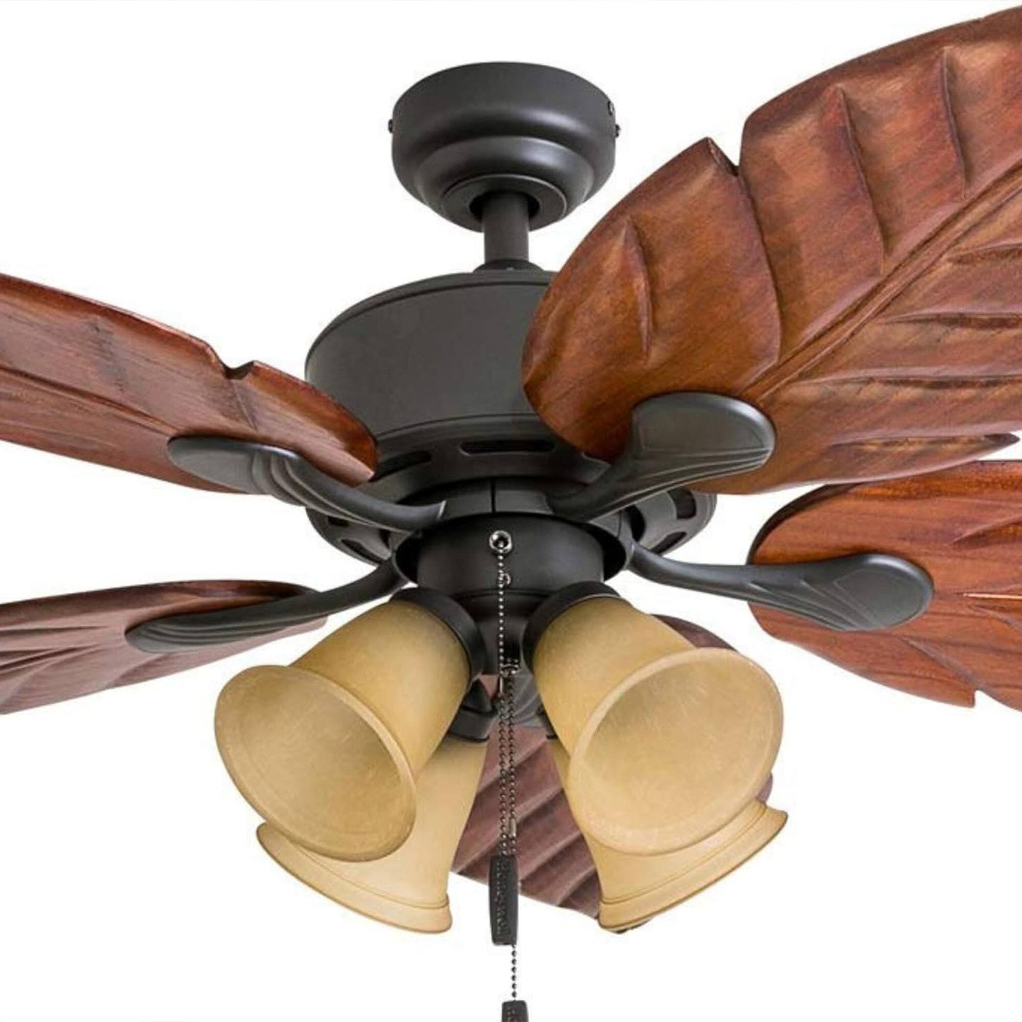 Alt View 6. Honeywell - Honeywell Royal Palm 52" Tropical LED Ceiling Fan with Pull Chain, Bronze - Bronze.
