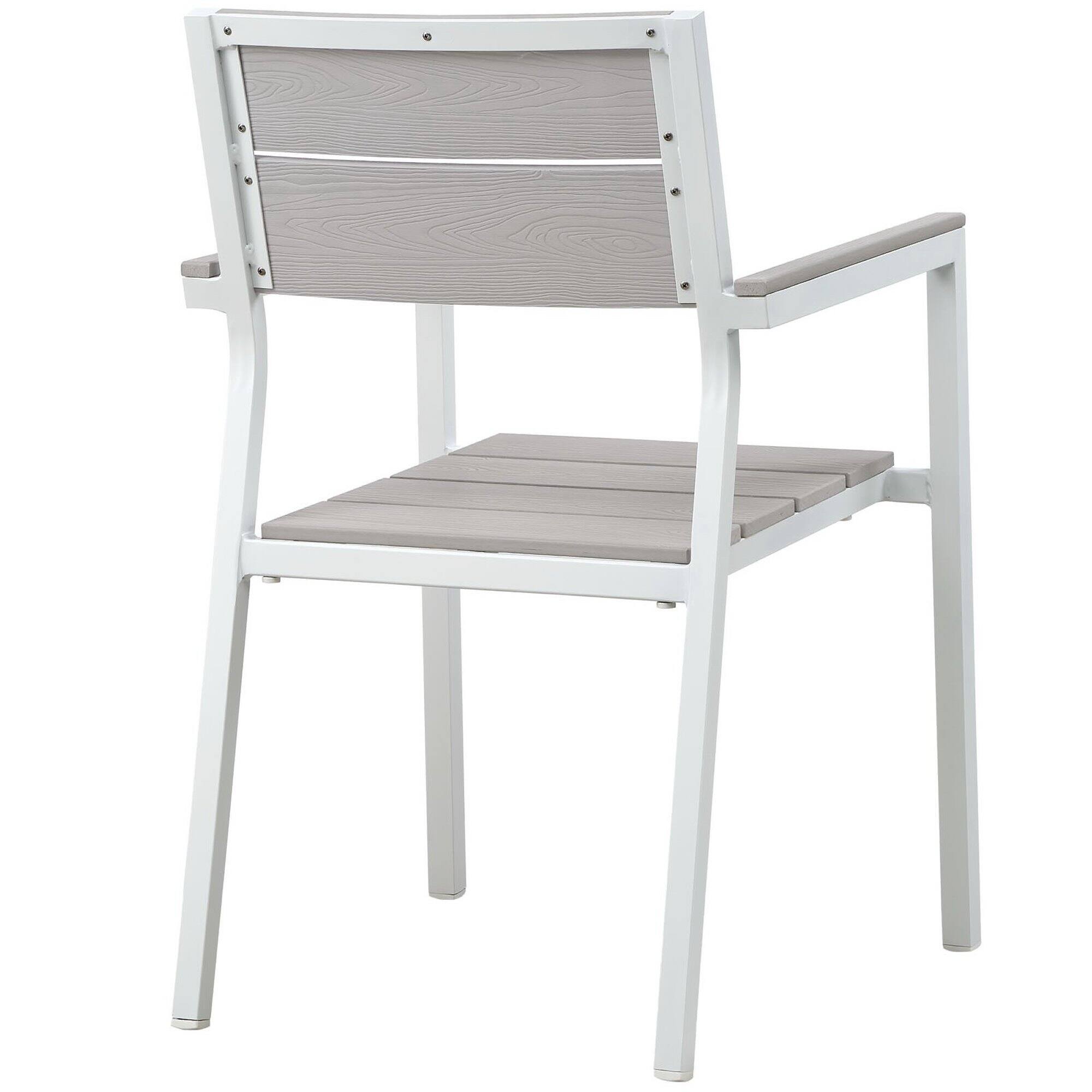Alt View 2. Modway - Maine 3 Piece Outdoor Patio Dining Set by Modway - White Light Gray.