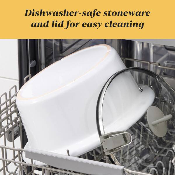 Dishwasher-safe stoneware and lid for easy cleaning