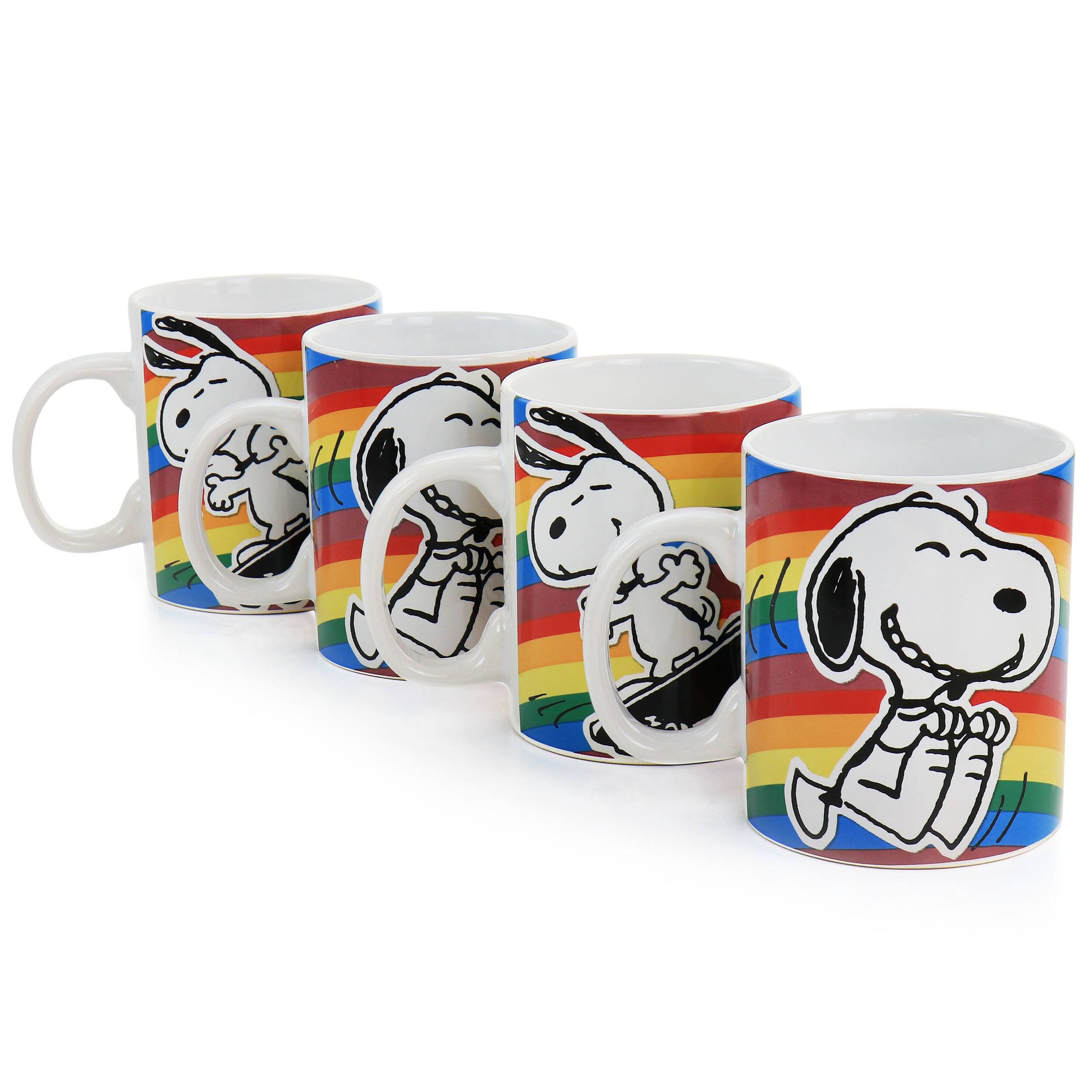 Alt View 1. Gibson - Gibson Peanuts 70th Anniversary 15oz 4 Piece Stoneware Mug Set in Rainbow - Rainbow.