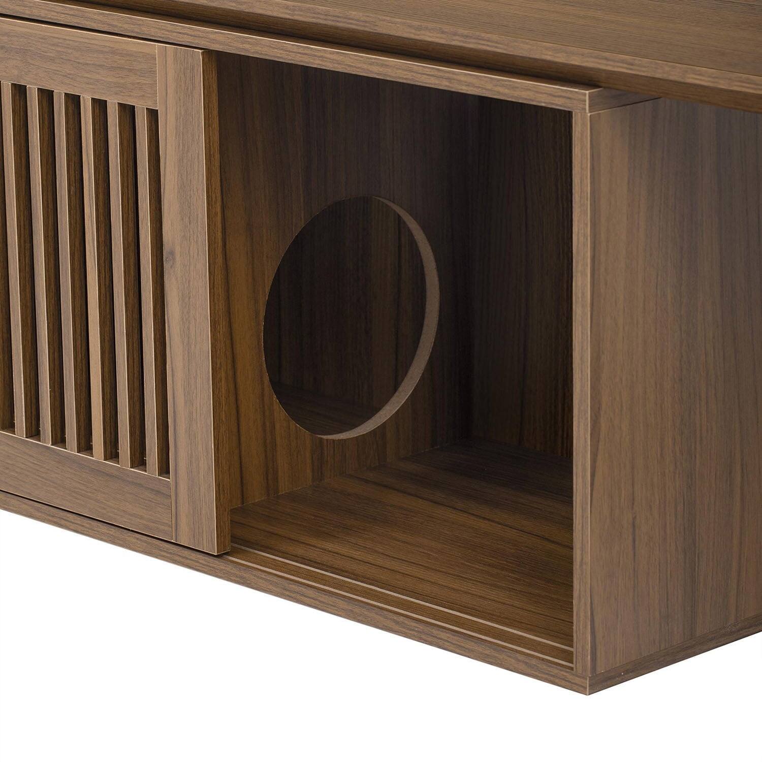 Alt View 4. Pefilos - 78" Modern Cat Litter Box Enclosure TV Stand with Cat Scratcher, Multi-Functional Wood Cat House for Indoor Cats.