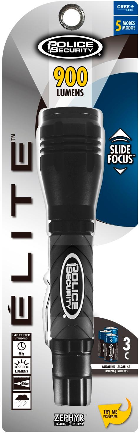 Best Buy: Police Security 900 Lumen Elite LED Flashlight Black PS 