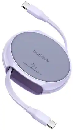 Baseus - Free2Pull 100W Retractable USB-C Cable w/ Magnetic Connectors Fast Charging for iPhone Samsung 3.3FT - Purple