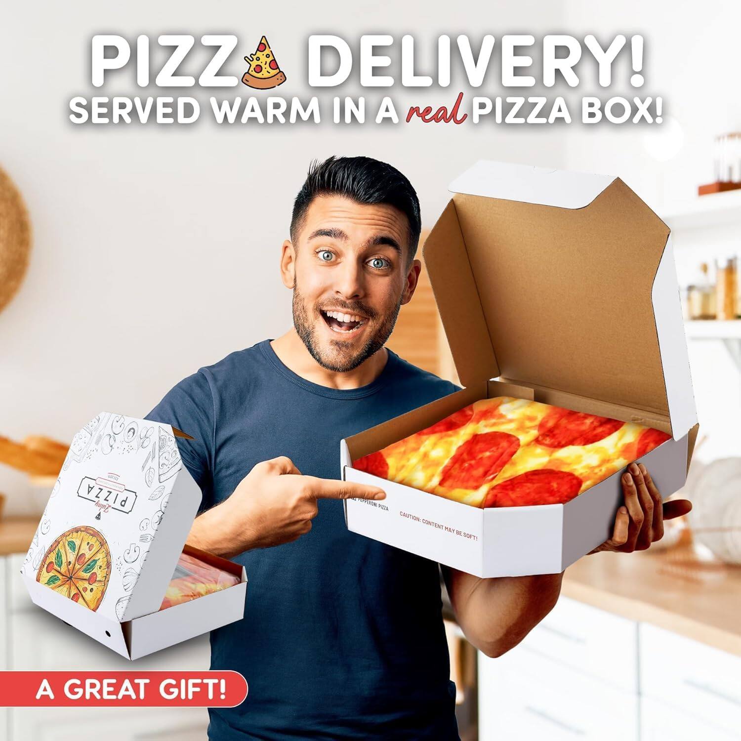 PIZZA DELIVERY!  
SERVED WARM IN A real PIZZA BOX!  

A GREAT GIFT!