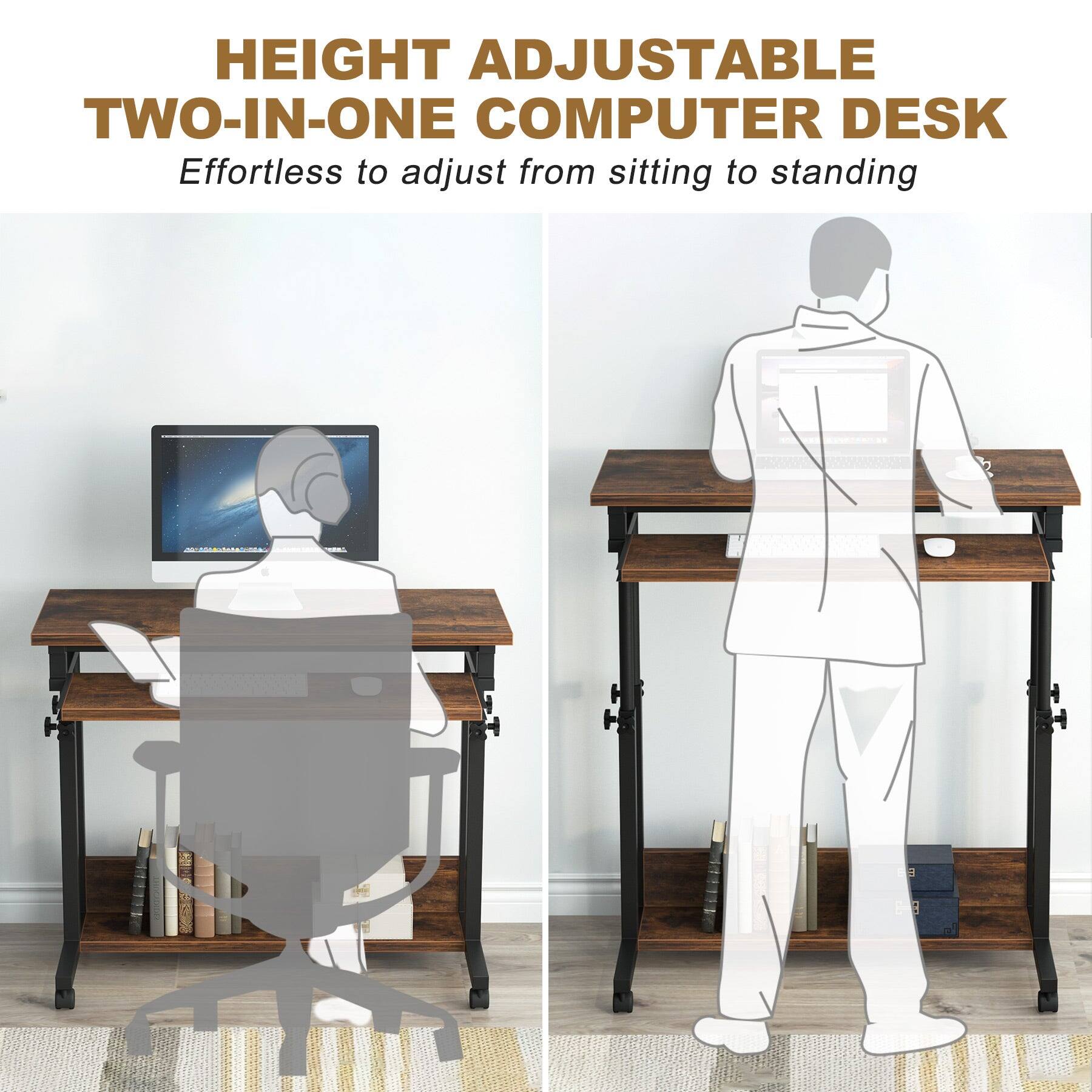 HEIGHT ADJUSTABLE TWO-IN-ONE COMPUTER DESK  
Effortless to adjust from sitting to standing