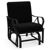 Costway Patio Rocking Chair with Cushion Heavy-Duty Metal Frame Smooth Glider Outdoor - Black - Front_Zoom