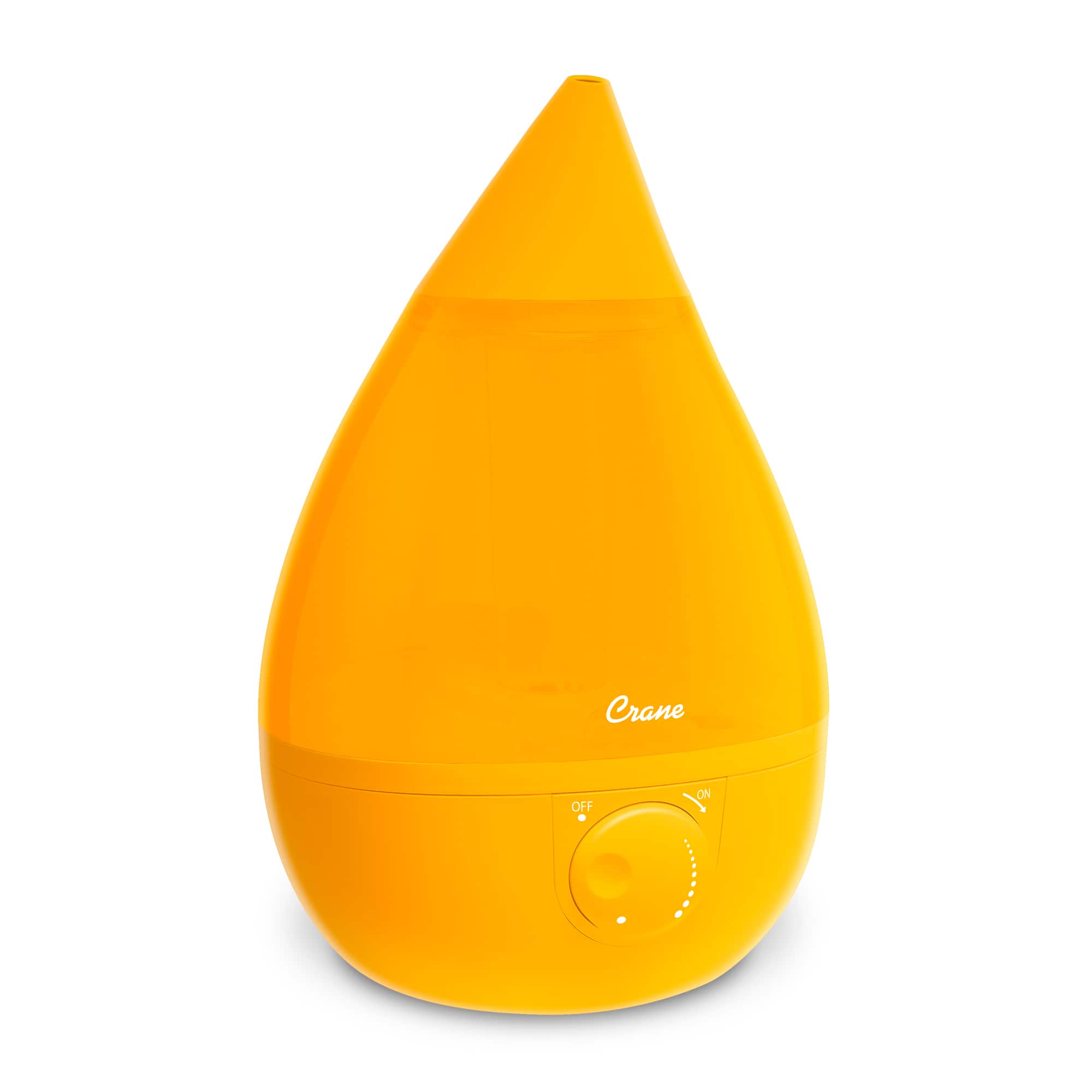 The image features a large yellow Crane device with a yellow dome on top. The device has a button on the front, which can be used to turn it on or off. The Crane device is designed to provide a unique and interesting experience for its users.