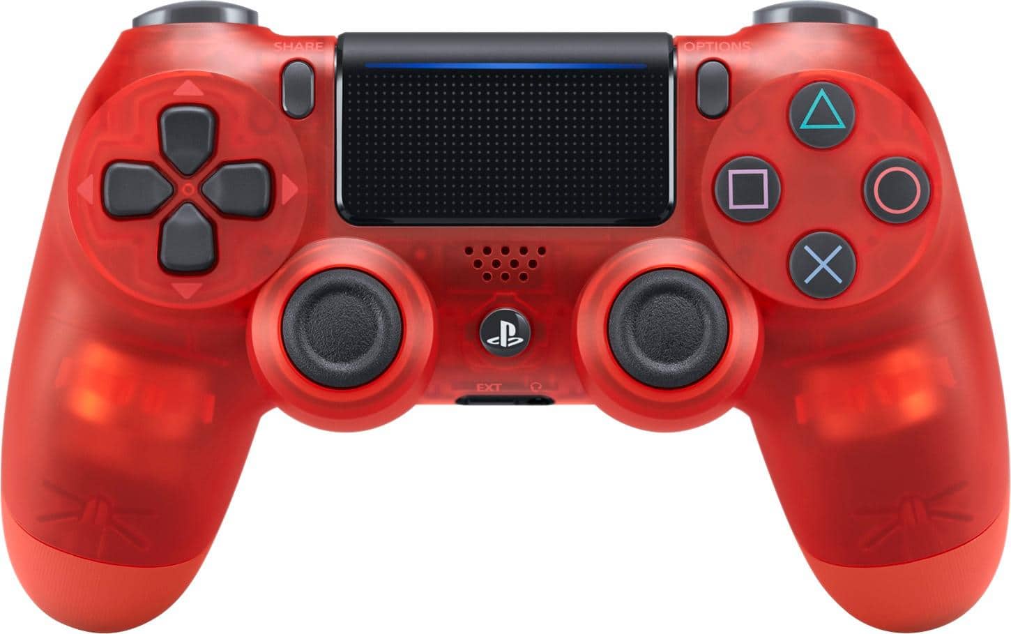 Front. Sony - DualShock 4 Wireless Controller for PlayStation 4 - Red Crystal.