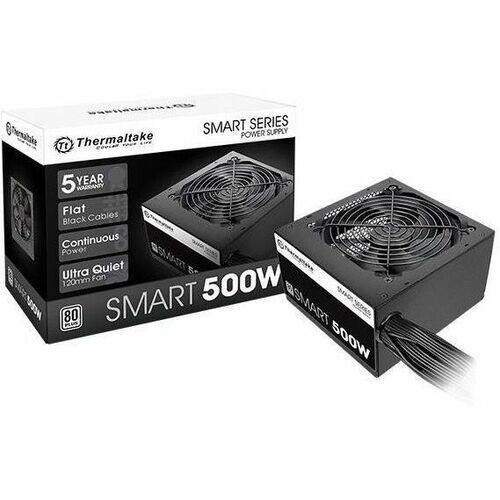 Thermaltake SMART SERIES POWER SUPPLY 5 YEAR WARRANTY Flat Cables Black Continuous Power Quiet Ultra Fan 120mm 500W 80 PLUS