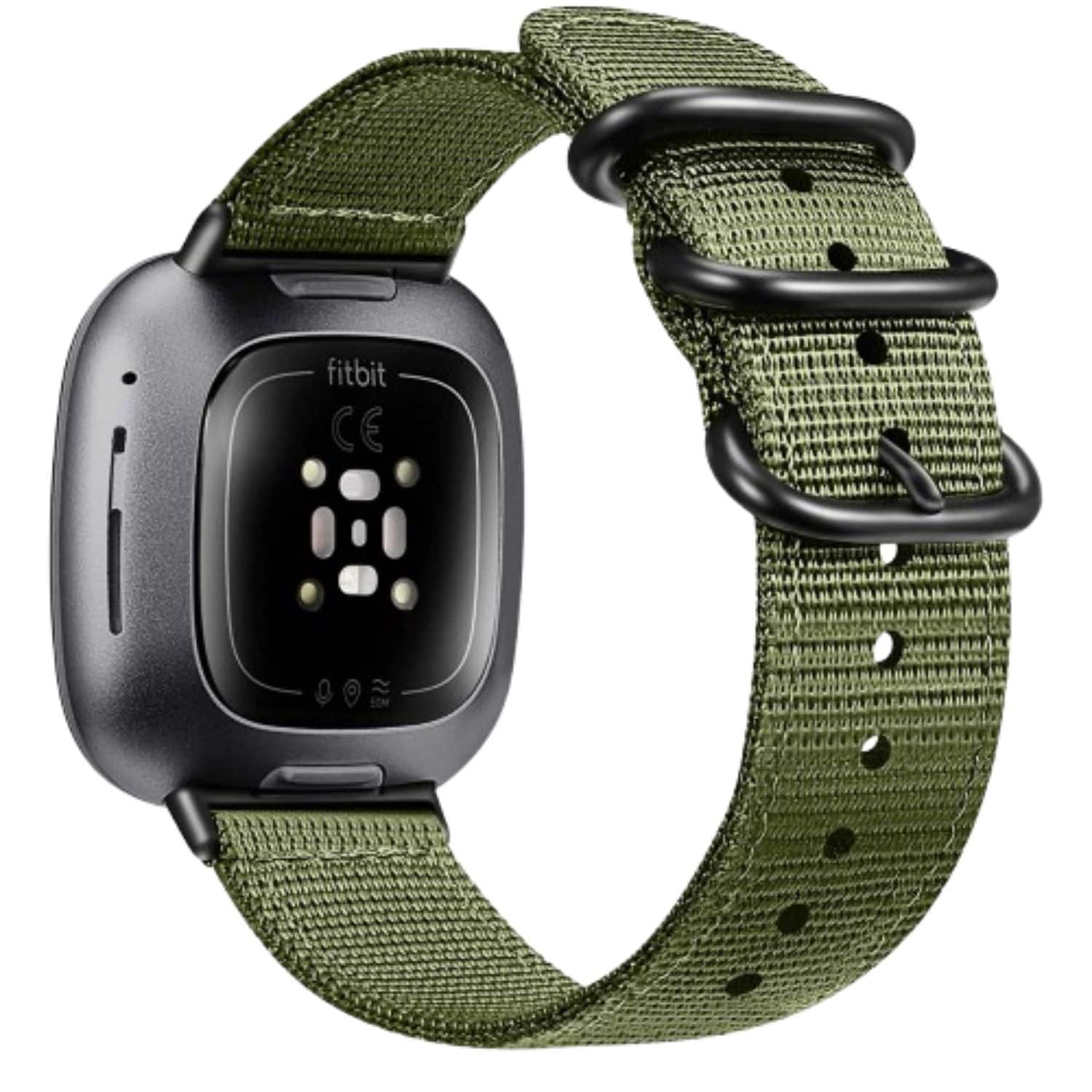 Front. Stock Preferred - Watch Band For Fitbit Versa 4 3 /Sense 2 1 Soft Woven Nylon Sport Wrist Bands Olive - Olive.