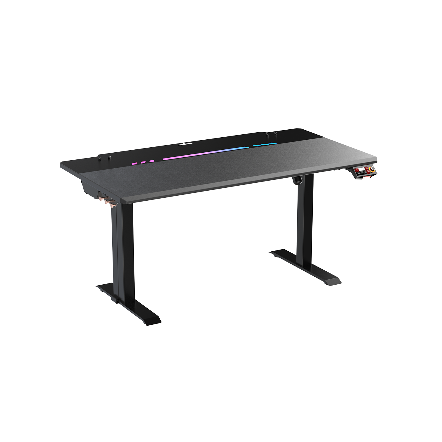 Angle. DXRacer - DXRacer Tidal Series Gaming Desk – Black Large, RGB Lighting with App Control & Integrated Cable Management - Black.