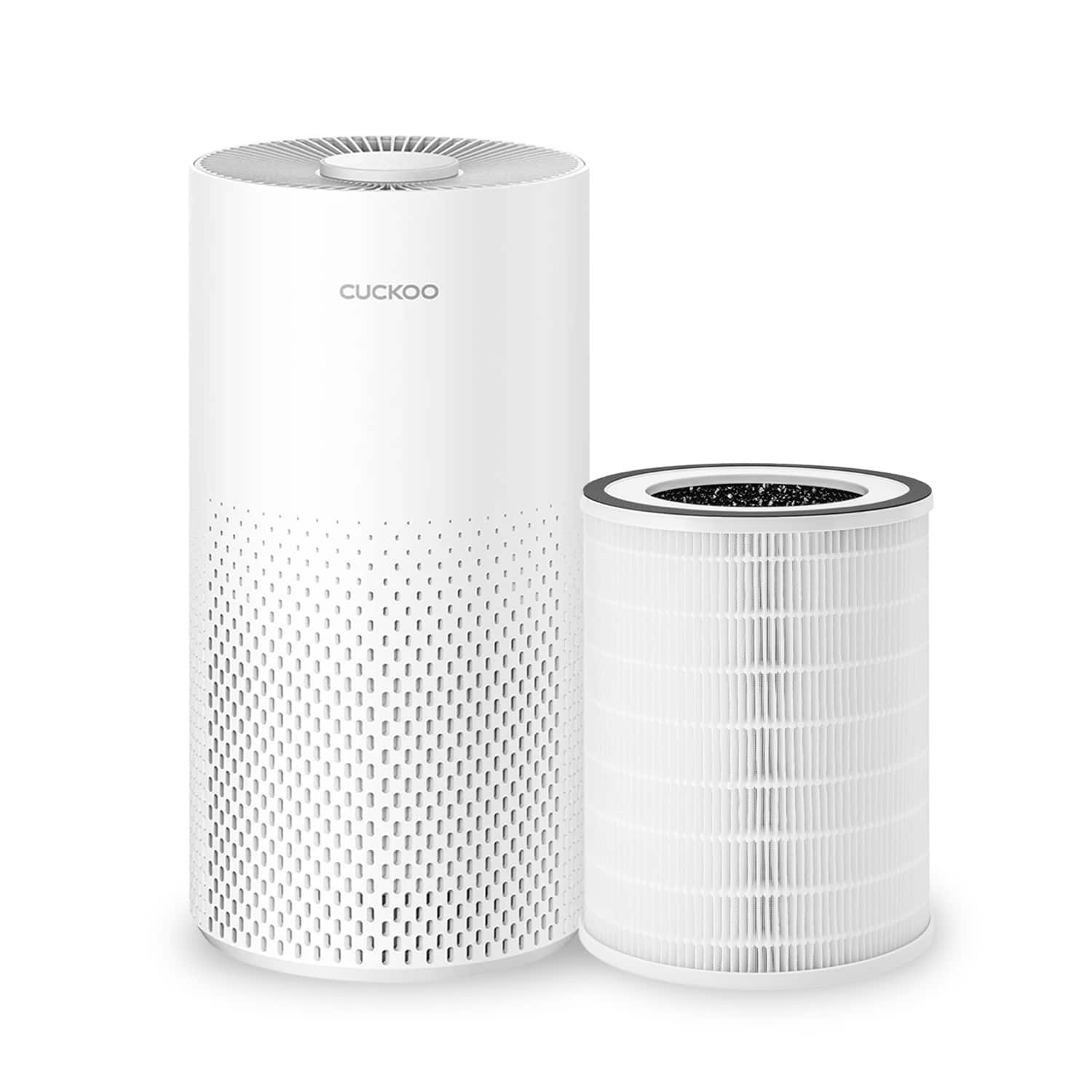 CUCKOO ELECTRONICS - Cuckoo Air Purifier for Small Rooms with True Hepa Filter, Carbon Filter, Auto+ Mode CAC-I0510FW Bundle - White