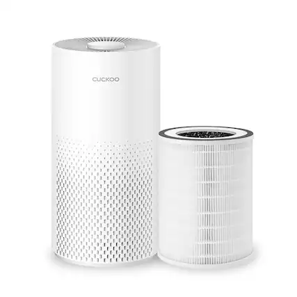 Front. Cuckoo - Cuckoo Air Purifier for Small Rooms with True Hepa Filter, Carbon Filter, Auto+ Mode CAC-I0510FW Bundle - White.