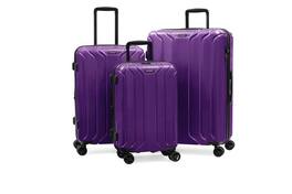 Nonstop - New York Elite Lightweight Expandable 3 Piece spinner Luggage Set +3 packing cubes ,(19.4/23.4/28) - Purple