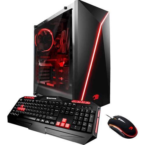 iBUYPOWER - Desktop - Intel Core i5-7640X - 16GB Memory - NVIDIA GeForce GTX 1060 - 120GB Solid State Drive + 2TB Hard Drive - Black/Red - Larger Front