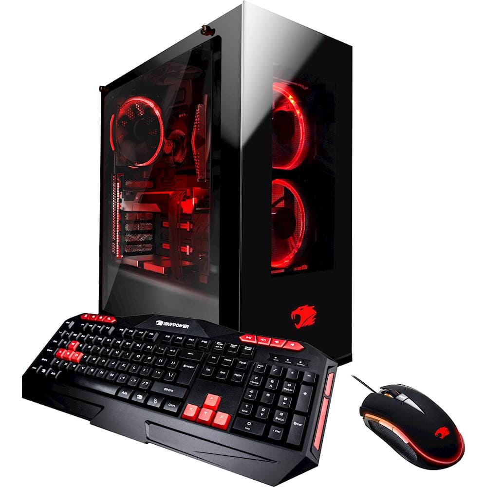 Front. iBUYPOWER - Gaming Desktop - Intel Core i7 - 32GB Memory - NVIDIA GeForce GTX 1080 Ti - 480GB Solid State Drive + 3TB Hard Drive - Black/Red.