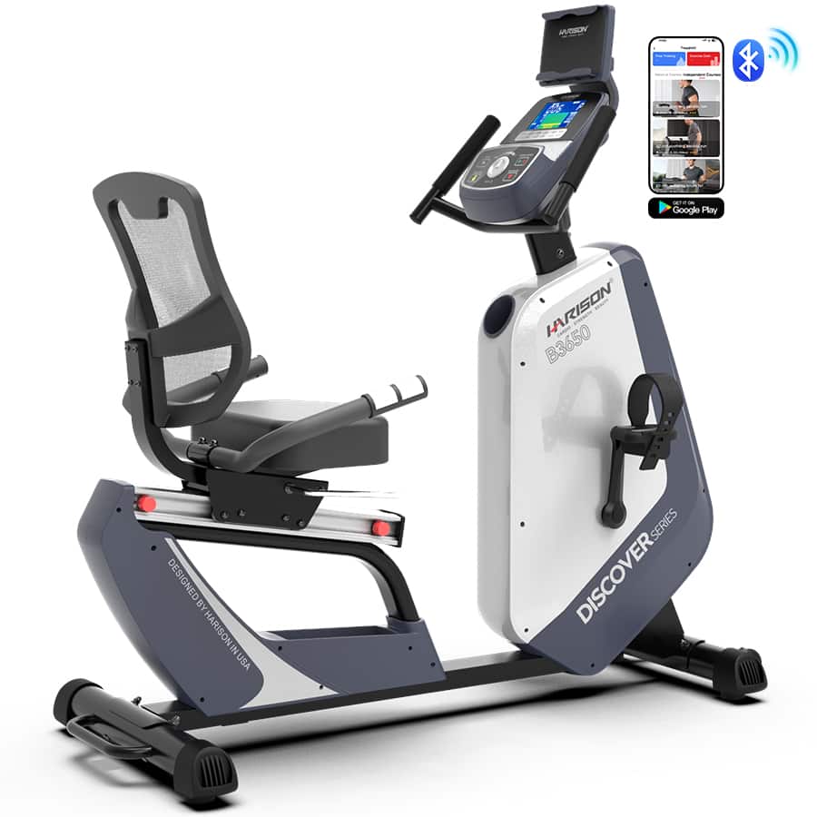 HARISON - DISCOVER B3650 Eco Electromagnetic Recumbent Exercise Bike - White