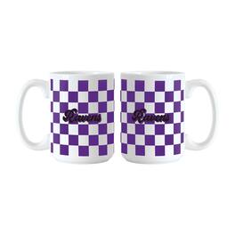Logo Brands - Baltimore Ravens 2-Pack 15oz. Checkered Wordmark Mug Set - Multicolor