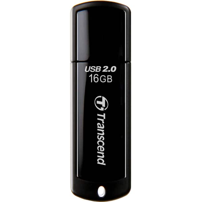 Transcend - 16GB JetFlash 350 USB 2.0 Flash Drive - 16 GB - USB 2.0 - 15 MB/s Read Speed - 7 MB/s Write Speed - 1 - Black
