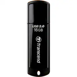 Transcend - 16GB JetFlash 350 USB 2.0 Flash Drive - 16 GB - USB 2.0 - 15 MB/s Read Speed - 7 MB/s Write Speed - 1 - Black