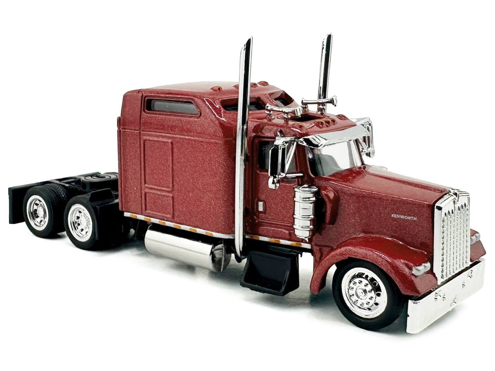 Alt View 2. HO Logistics Replicas - Kenworth W900L Truck Tractor with Sleeper Cab Red Metallic 1/87 (HO) Scale Plastic Model Car by HO Logistics.