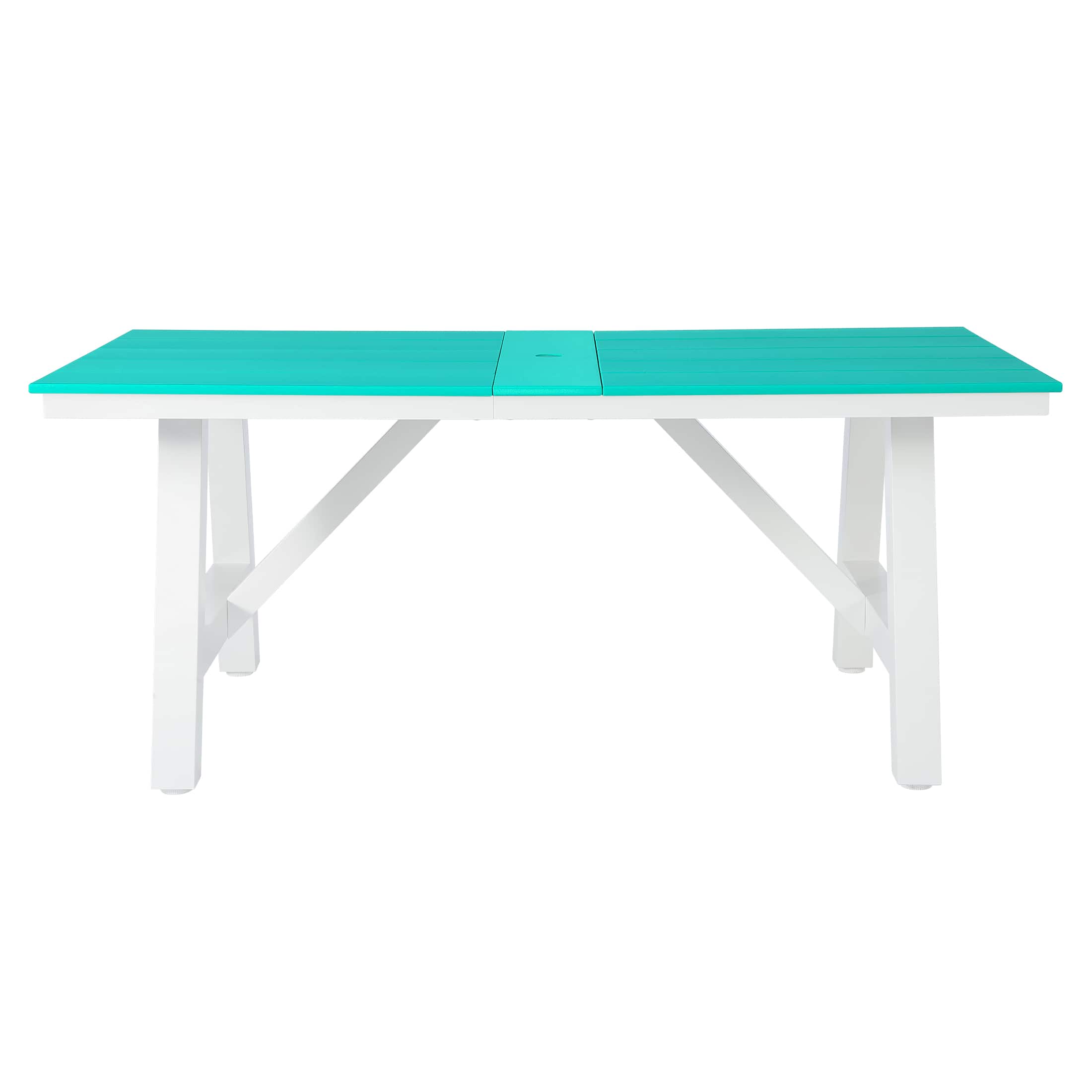 "WestinTrends - Cape May 72"" HDPE Rectangle Outdoor Patio Dining Table With Umbrella Hole and Metal Frame - Turquoise" price history on PriceWatchPro