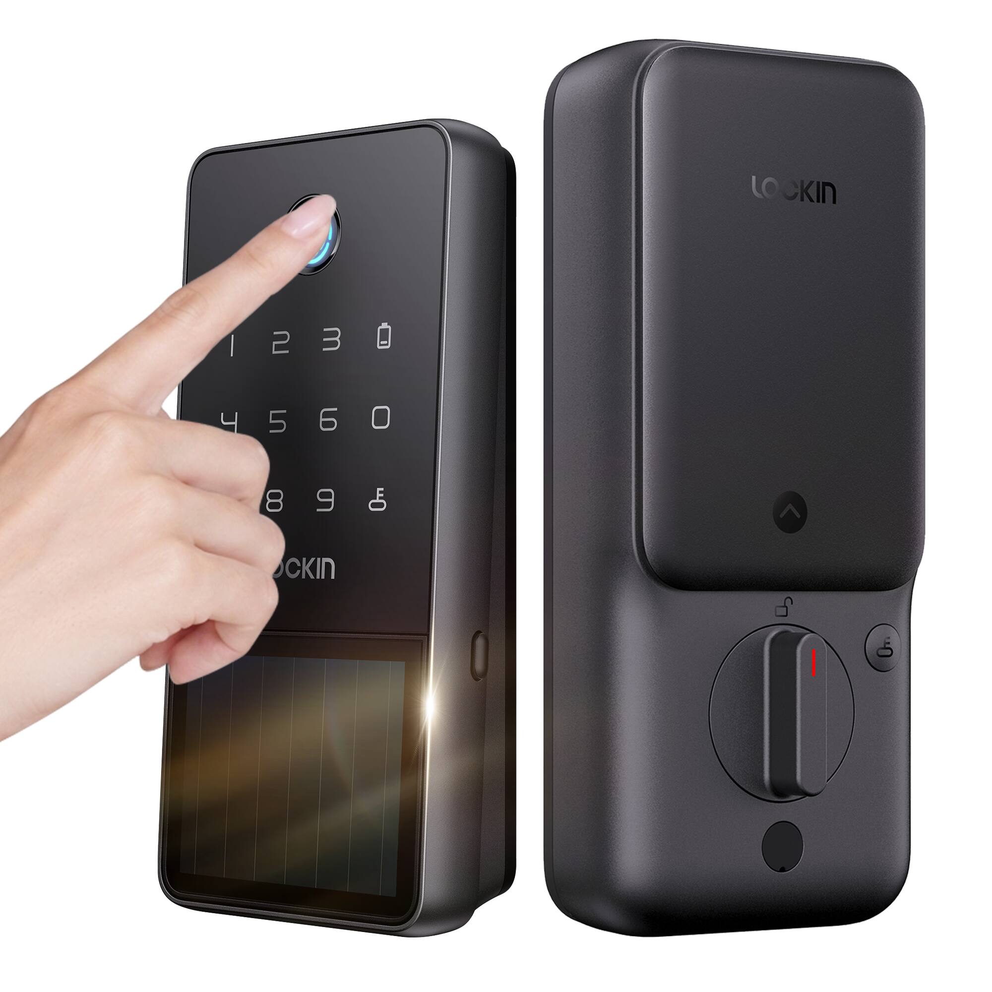 Lockin Veno Solar Fingerprint Smart Lock, Sunlight Powered, Deadbolt ...