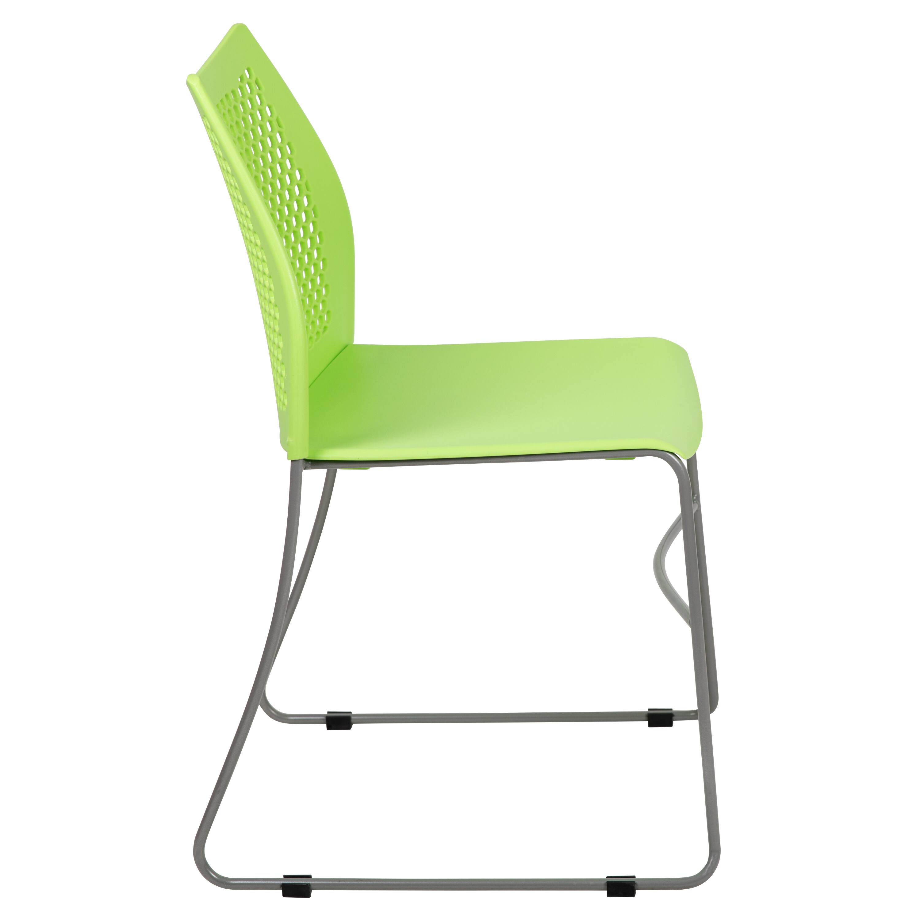 Alt View 6. Emma + Oliver - Home and Office Sled Base Stack Chair with Air-Vent Back - Guest Chair - Green.