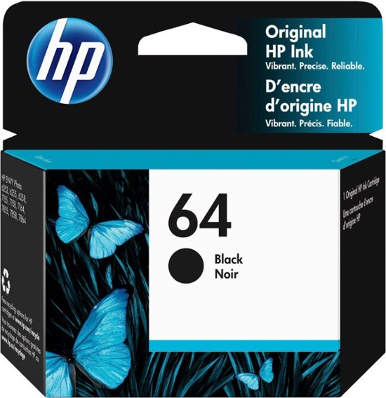 Front Zoom. HP - 64 Standard Capacity Ink Cartridge - Black.