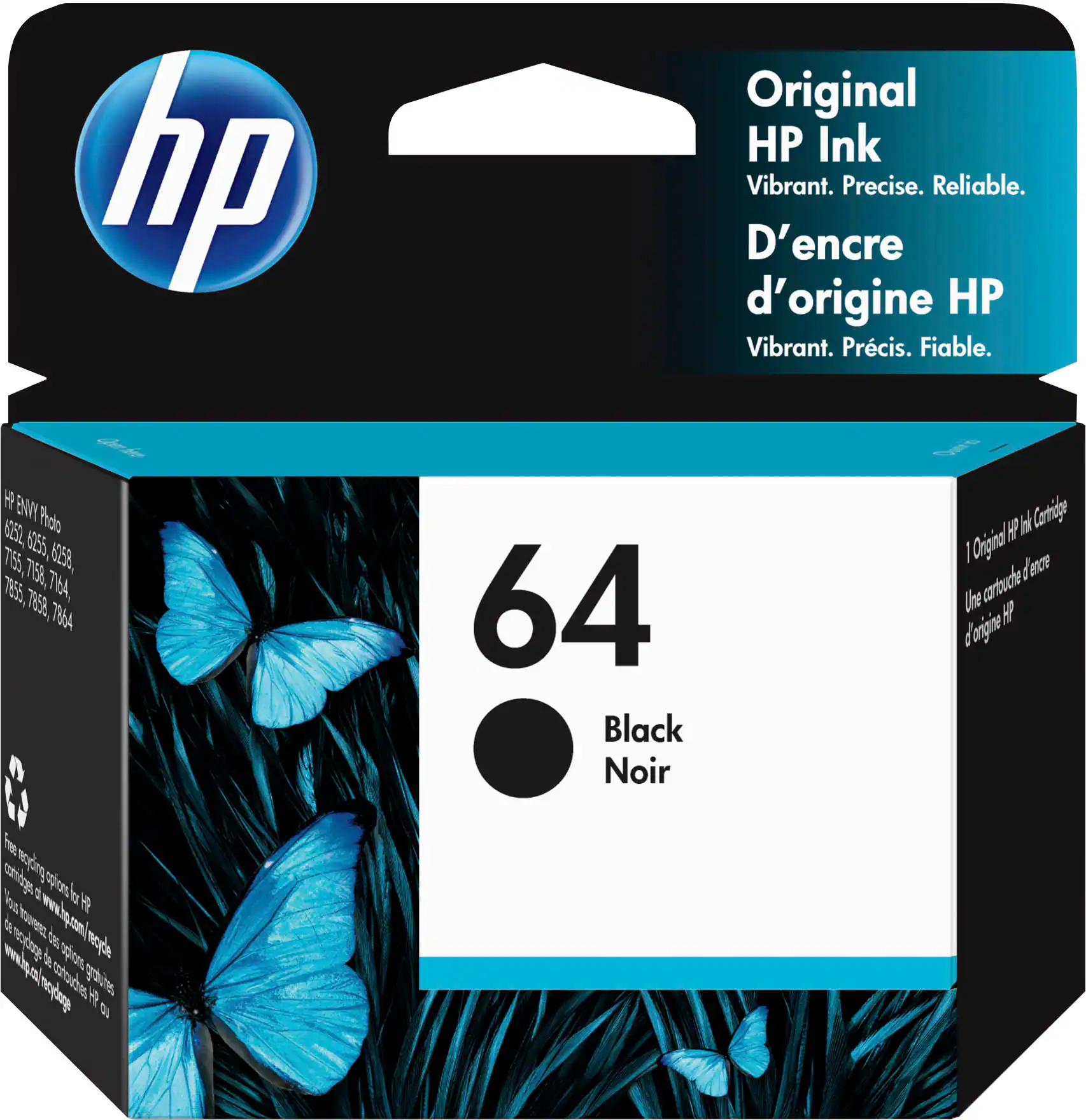 Front. HP - 64 Standard Capacity Ink Cartridge - Black.