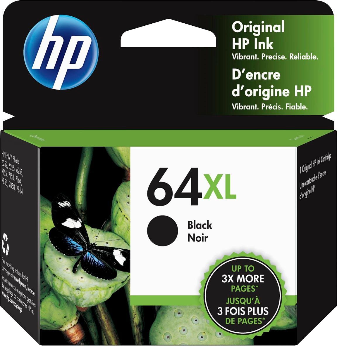 Front. HP - 64XL High-Yield Ink Cartridge - Black.