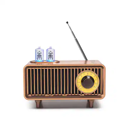Front. Dazzed Corner - Retro Bluetooth Speaker, Vintage Radio,Portable Speaker - Yellow.