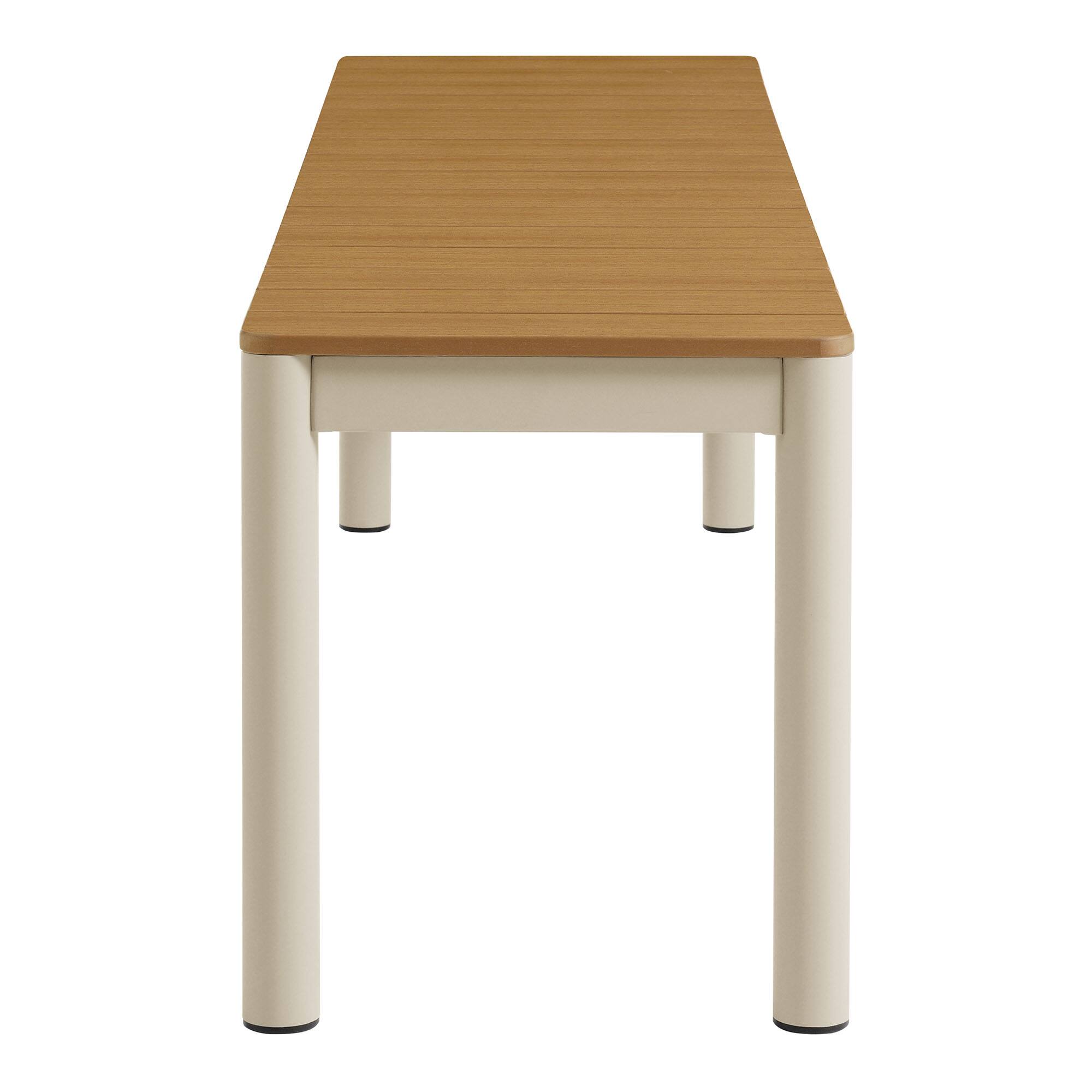 Alt View 4. Modway - Finn Outdoor Patio Aluminum Bench with Faux Wood Top Set of 2 by Modway - Natural.