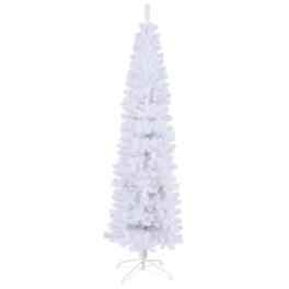 BreeBe - 7.5FT Slim Artificial Christmas Tree Includes Foldable Metal Stand - White