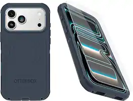 OtterBox - iPhone 17 Pro Max (Only) - Bundle: Defender Series Case & Screen Protector - Rugged - Snaps on MagSafe - Blue Sentiment