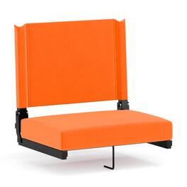 Emma + Oliver - 500 lb. Rated Lightweight Stadium Chair with Handle & Ultra-Padded Seat - Orange