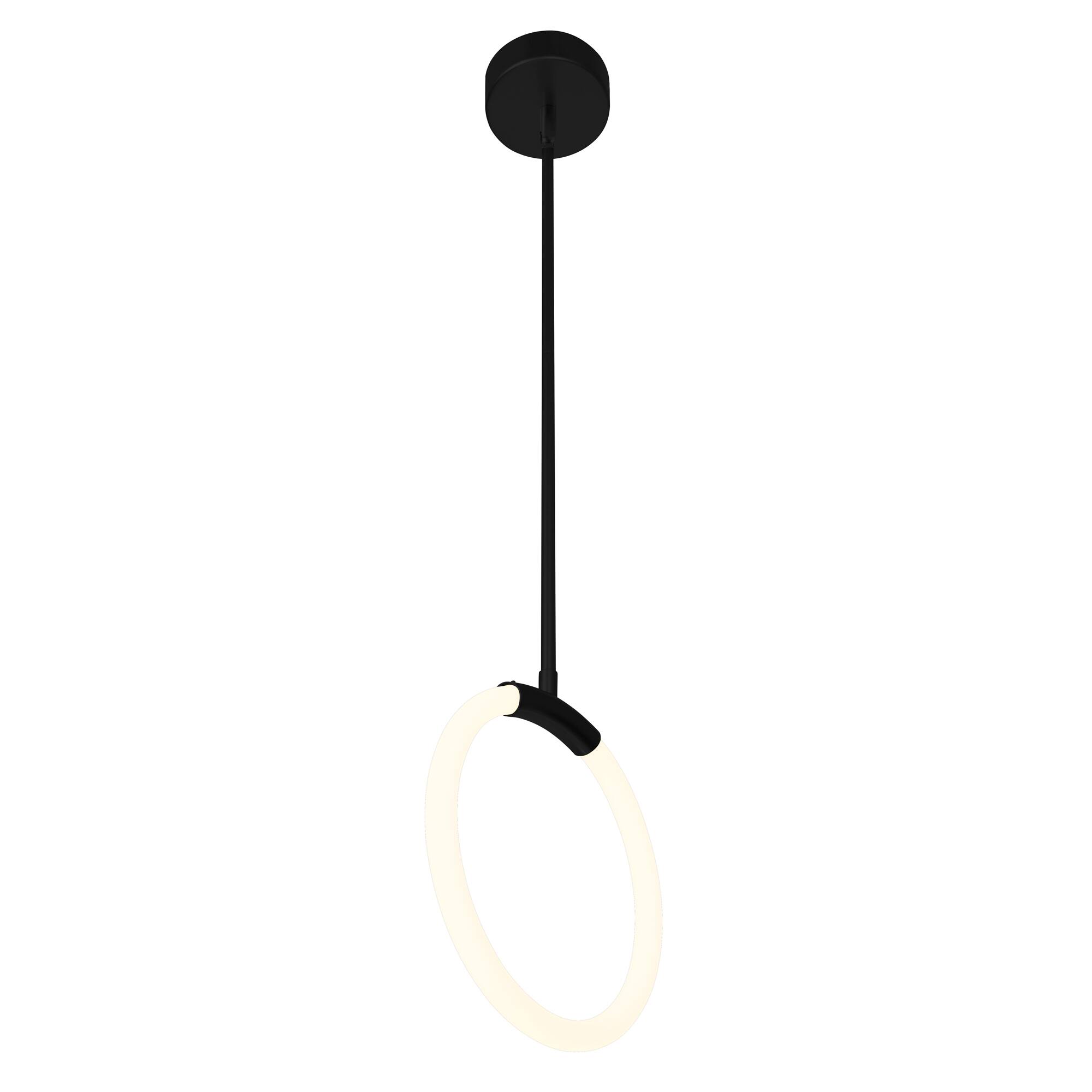 Angle. CWI Lighting - Hoops 1 Light LED Pendant With Black Finish - Black.
