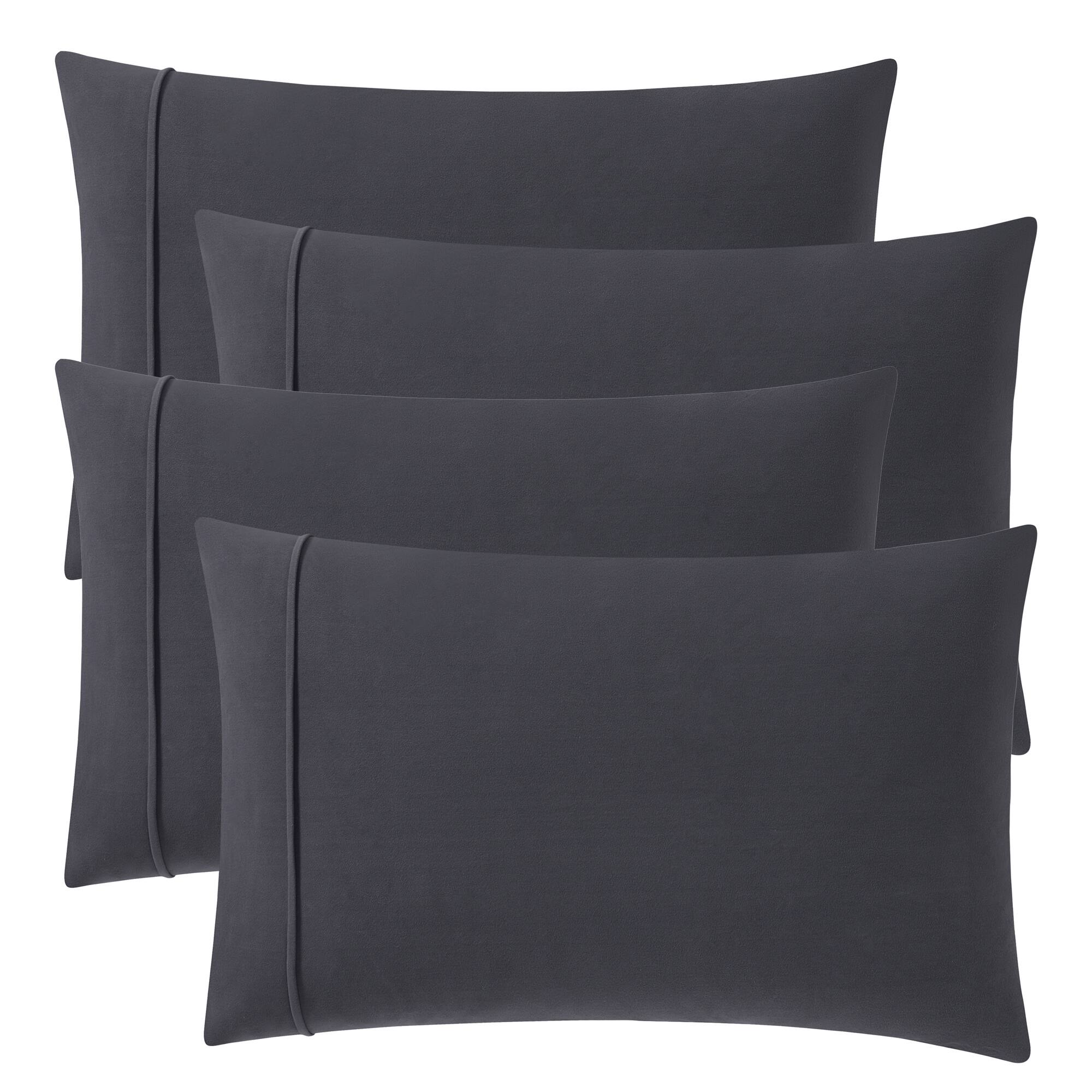 Sweet Home Collection - Solid Flannel Pillowcases (Set of 4), Ultra Soft, King - Gray