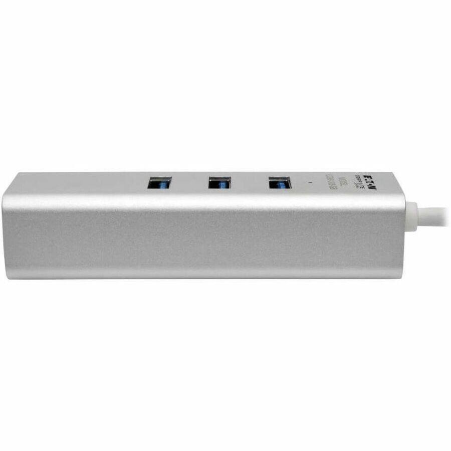 Alt View 4. Tripp Lite - Eaton Tripp Lite Series USB to Gigabit Ethernet NIC Network Adapter with 3 Port USB 3.x (5Gbps) Hub - USB 3.0 - 1 - Unknown.