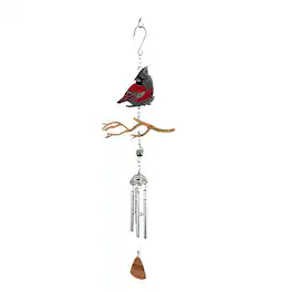 FC Design - 21" Long Cardinal Metal Silhouette Wind Chime Outdoor Patio or Garden Hanging Decoration - Multi-Color