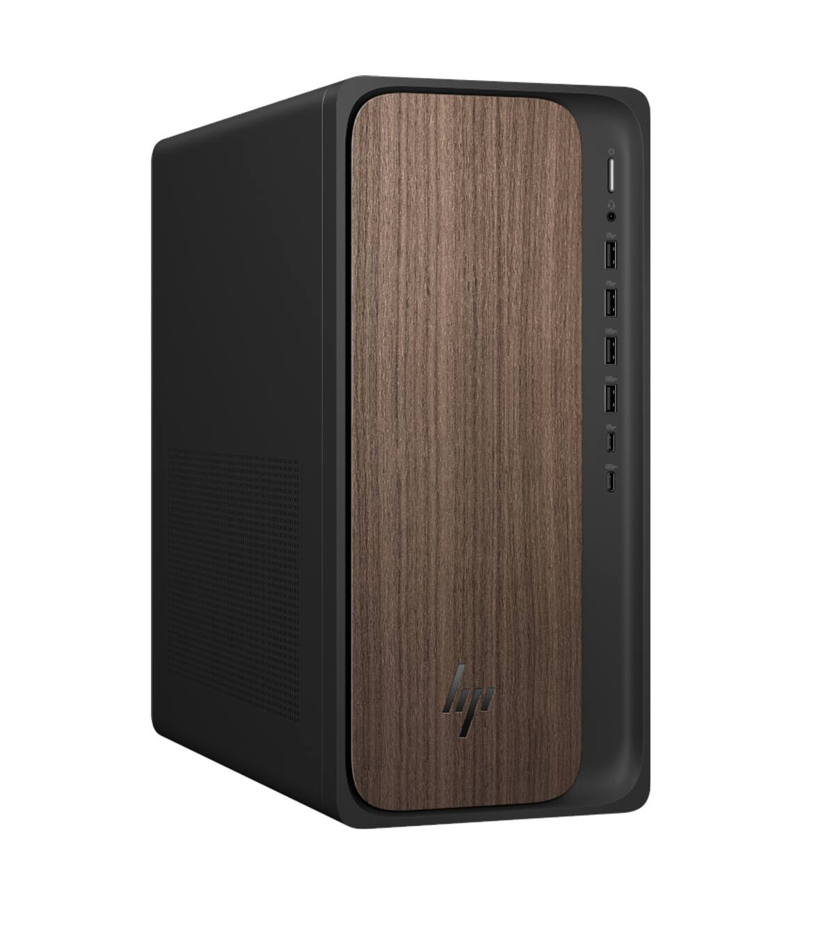 Alt View 5. HP - HP OmniDesk Desktop (Ultra 5 225, 32GB, 2TB SSD, Intel Graphics, WiFi 6, Bluetooth 5.4, Win 11 Pro) w/USB Hub - Dark Wood.