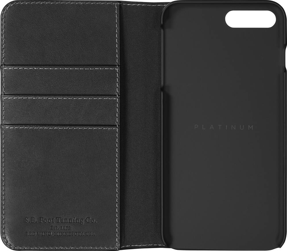 genuine american leather folio case for apple iphone 7 plus and 8 plus - charcoal