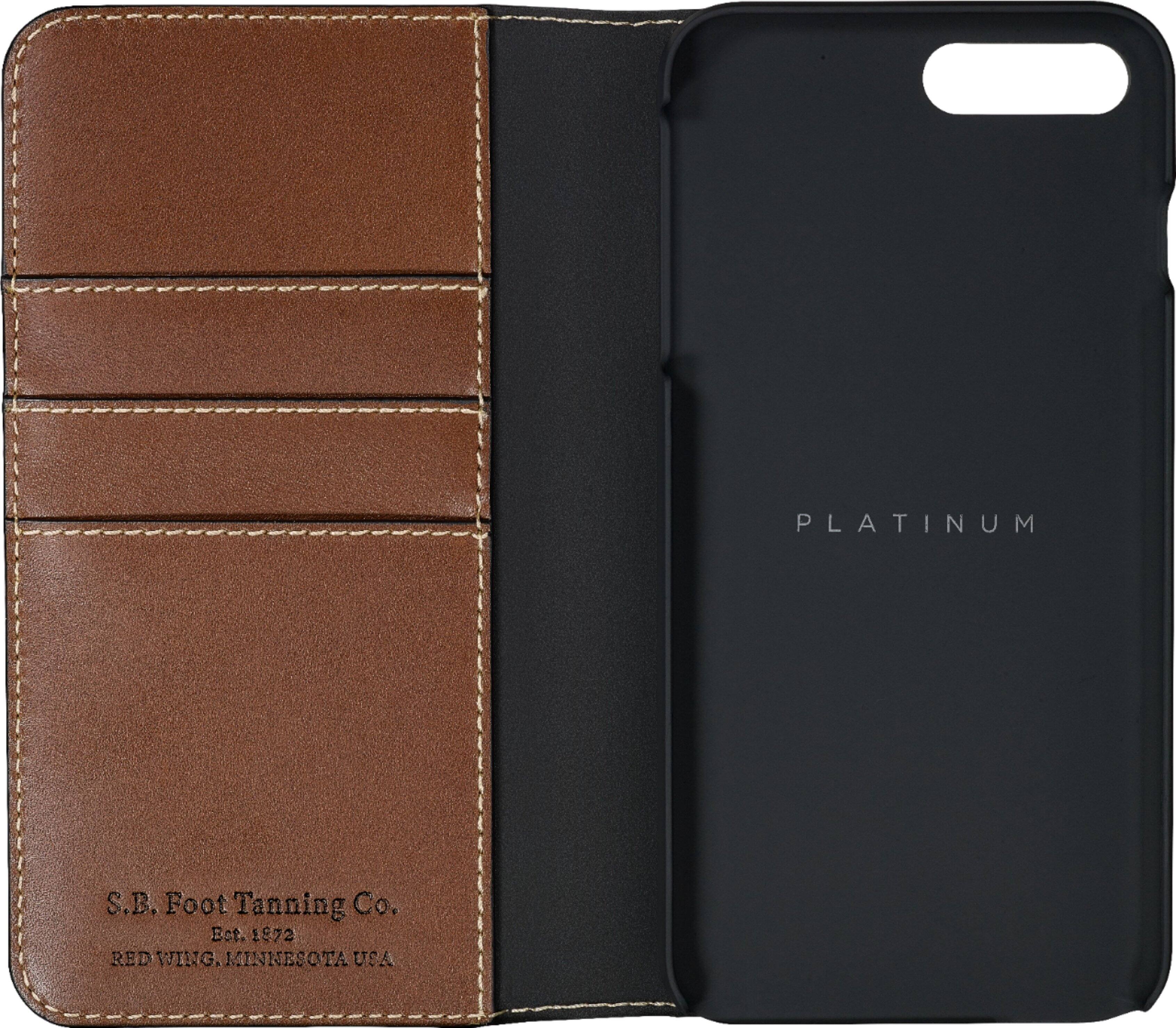 Alt View 3. Platinum™ - Genuine American Leather Folio Case for Apple® iPhone® 7 Plus and 8 Plus - Bourbon.