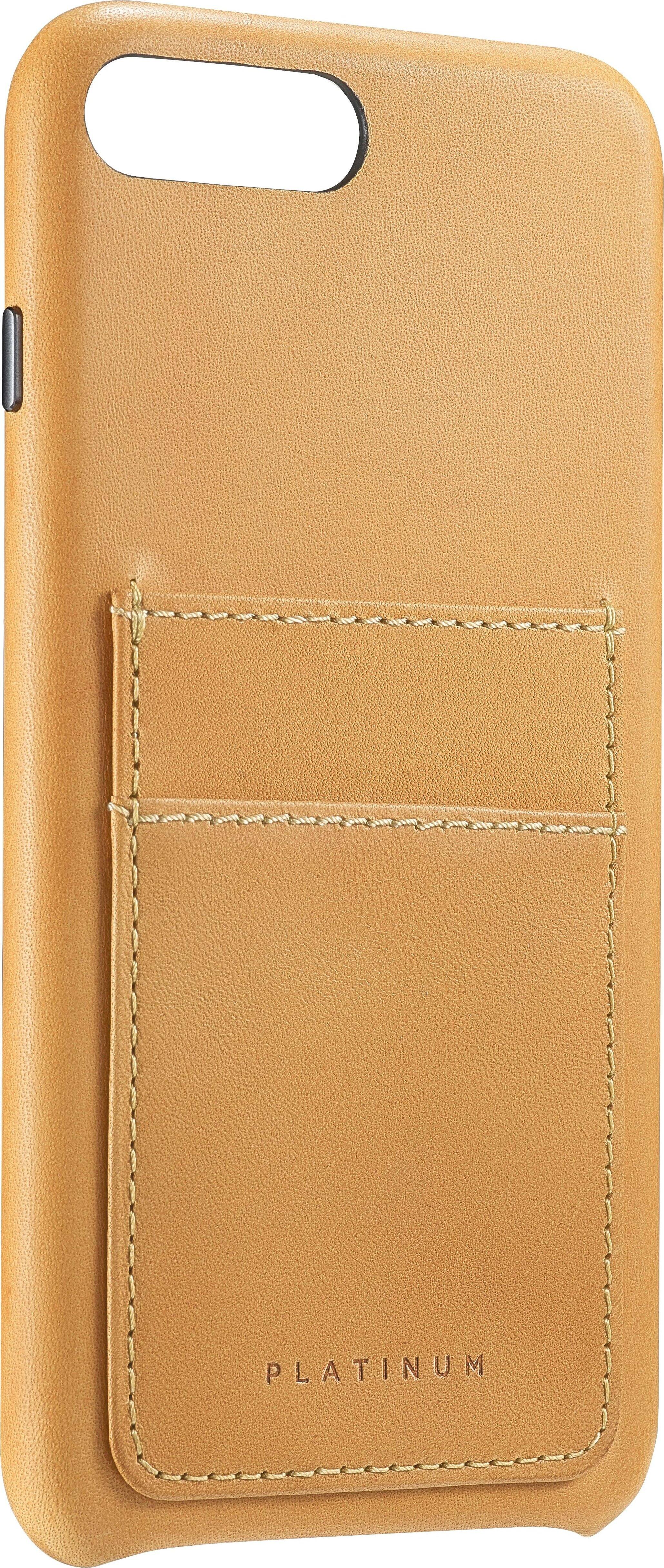 Angle. Platinum™ - Genuine American Leather Wallet Case for Apple® iPhone® 8 Plus - Old Saddle.