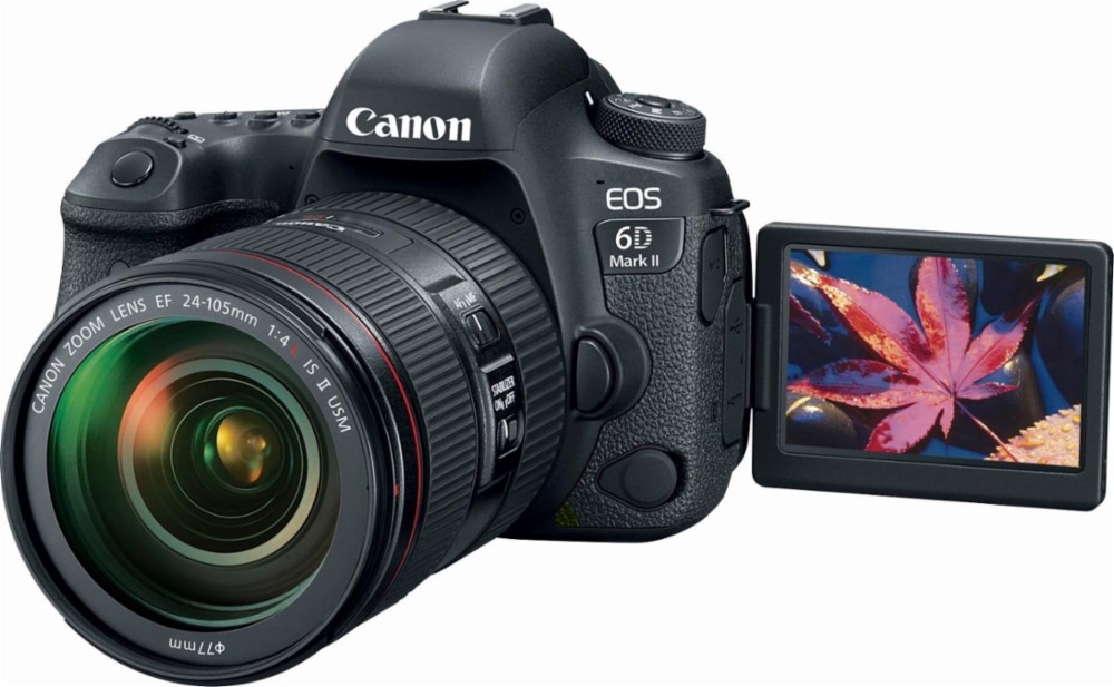Angle View: Canon - EOS 6D Mark II DSLR Video Camera with EF 24-105mm f/4L IS II USM Lens - Black